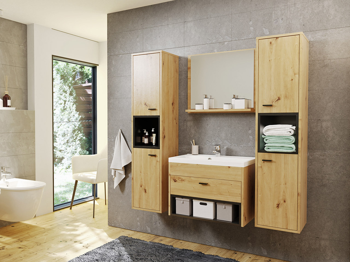 Badezimmer-Set Velum II (Artisan Eichenholzoptik + Schwarz)