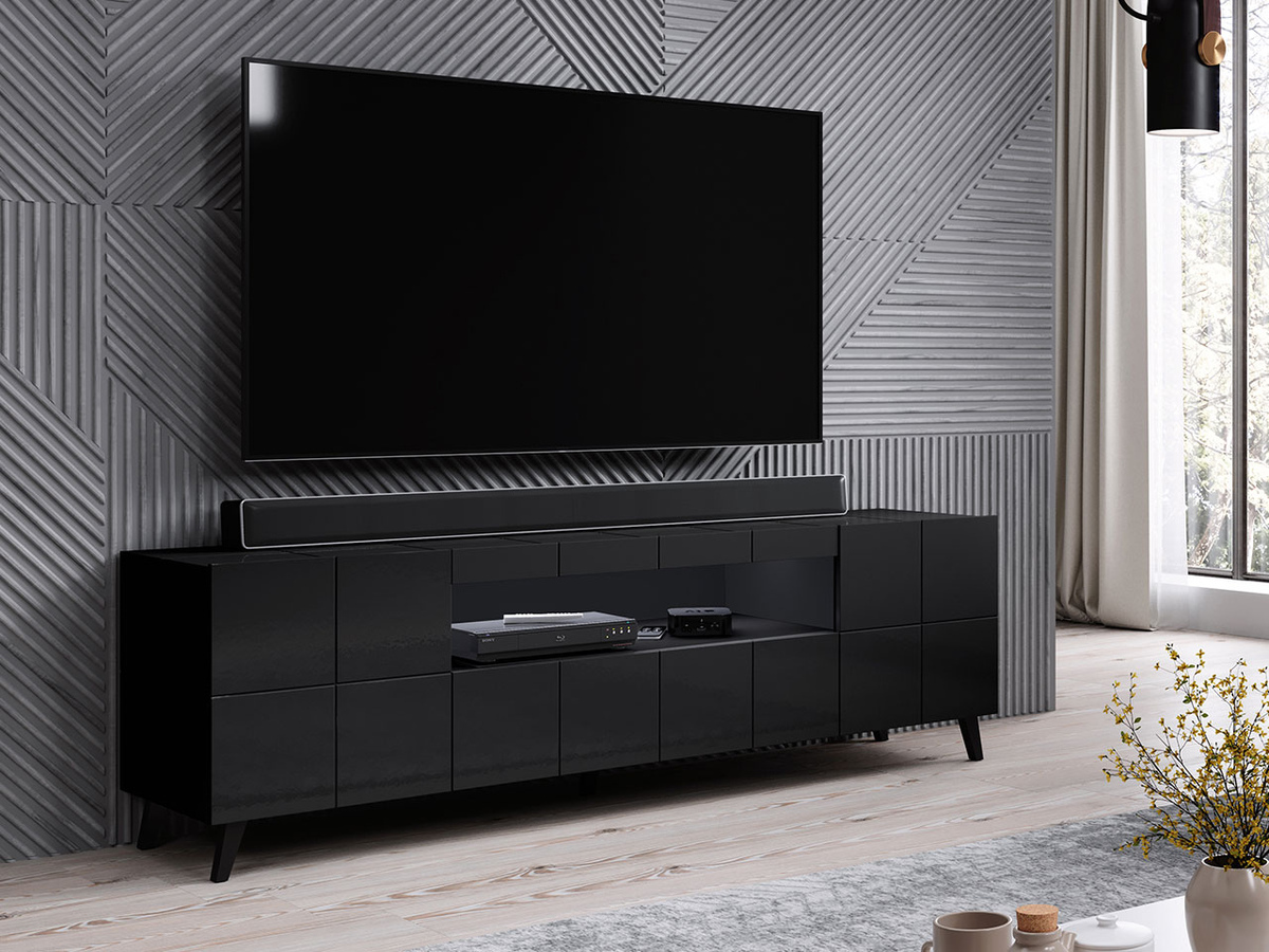 TV-Möbel Charlotte 131 (Schwarz glänzend)