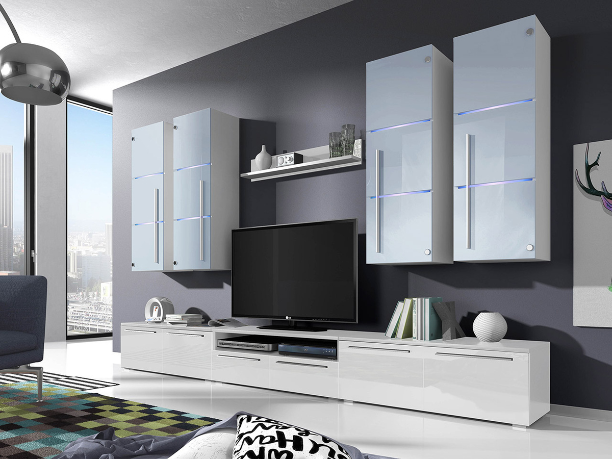 Wohnzimmer-Sets Flos (Weiß + Weiß glänzend)