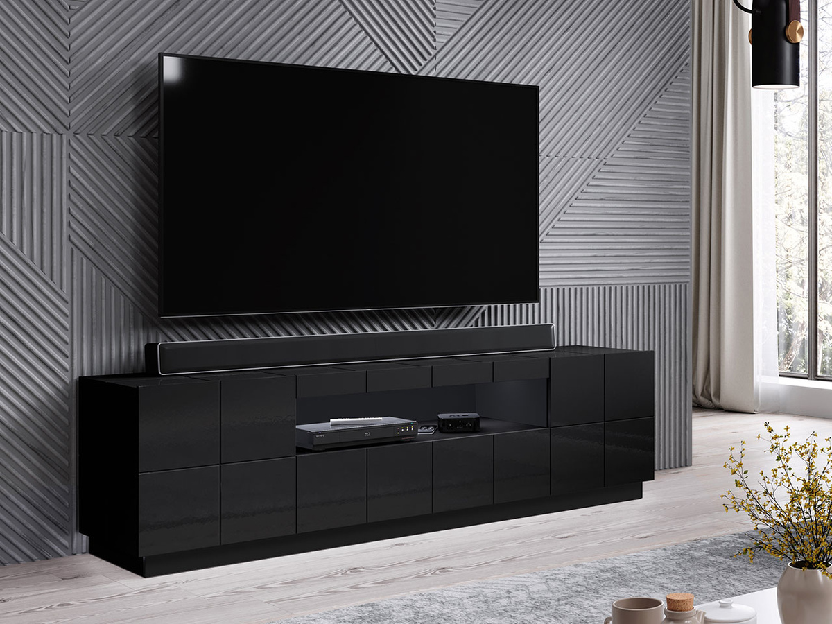TV-Möbel Charlotte 131 (Schwarz glänzend)
