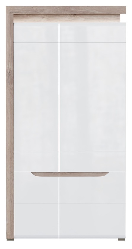 Kleiderschrank Revelmi 107 (Eichenholzoptik + Weiß glänzend)