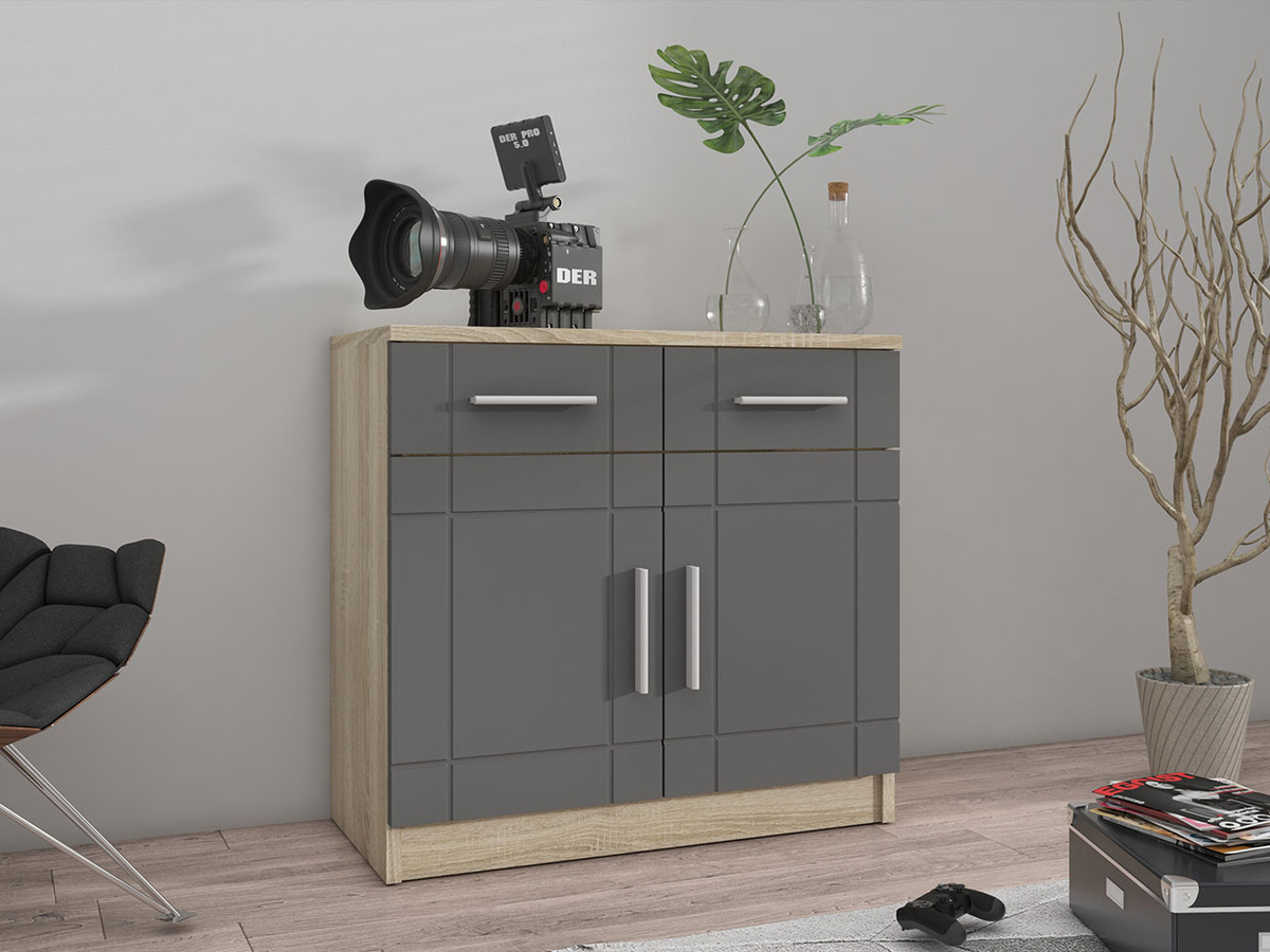 Kommoden Bacces (Sonoma Eichenholzoptik + Graphit)