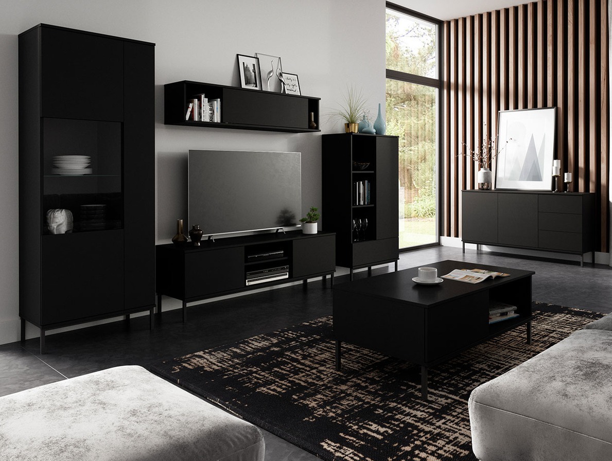 Wohnzimmer-Sets Lomsore 107 (Schwarz)