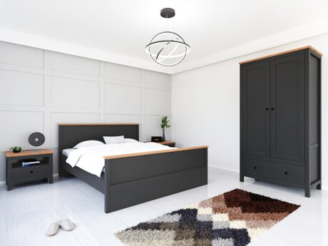 Schlafzimmer-Set Sordoro 123 (Graphit + Artisan Eichenholzoptik)