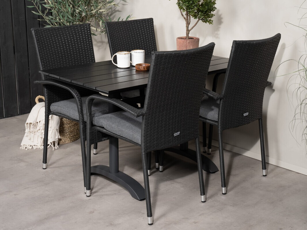 Tisch und Stühle Dallas 2209 (Schwarz + Grau)