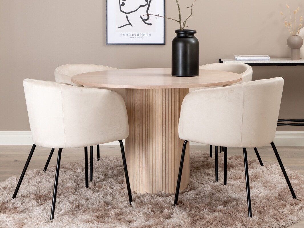 Essgruppe Dallas 2557 (Cremefarben + Schwarz)