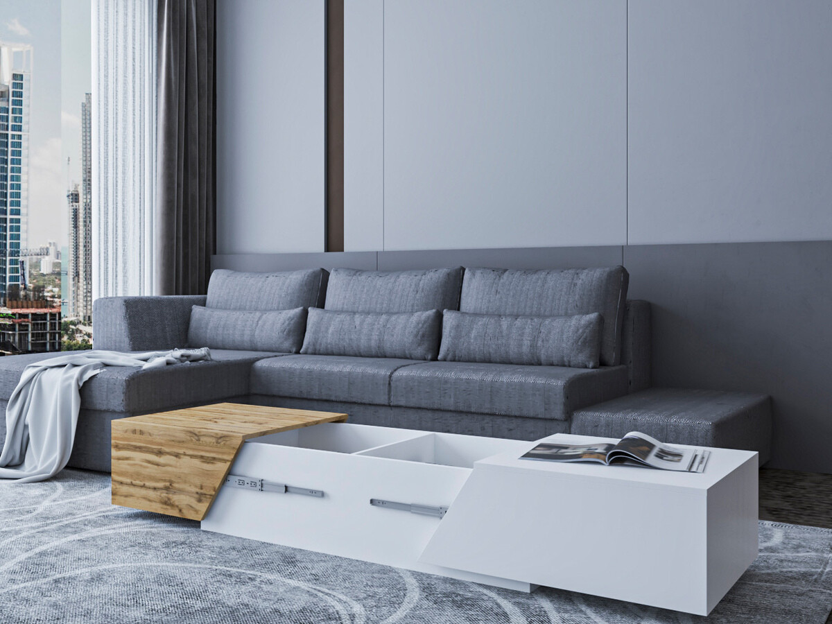 Couchtisch Comfivo Daldune (Anthrazit + Wotan Eiche)