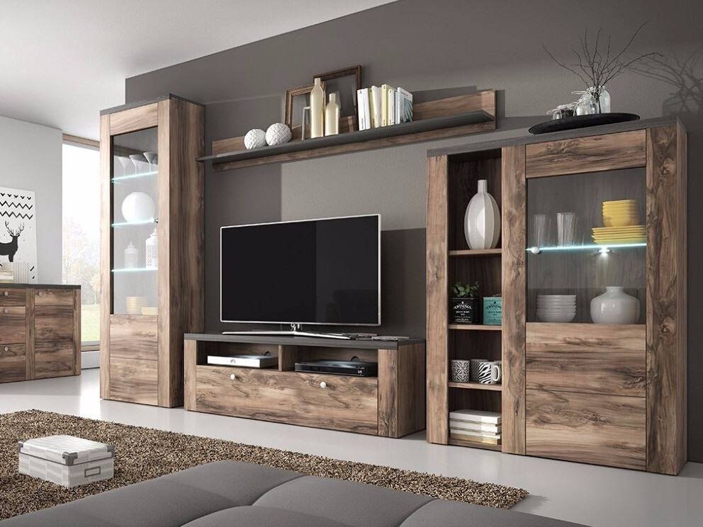 Wohnzimmer-Sets Salelbo 100 (Nussholzoptik)