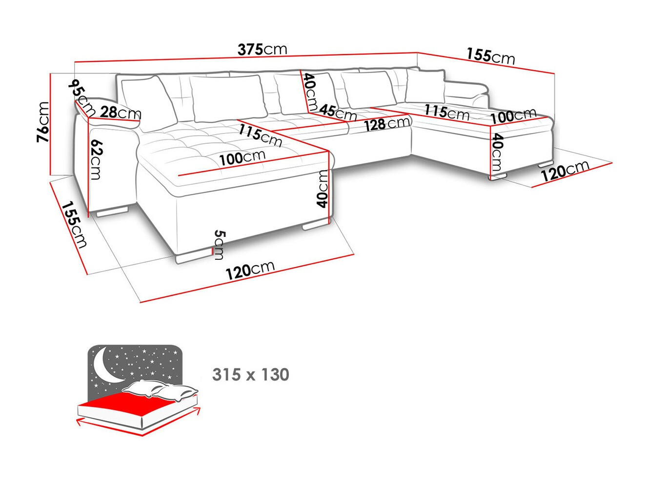 Ecksofa Comfivo 111 (Manila 19 + Manila 16 + Manila 19)