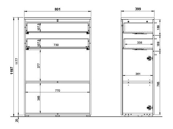 Kommoden Eliromo 103 (Hellgrau)