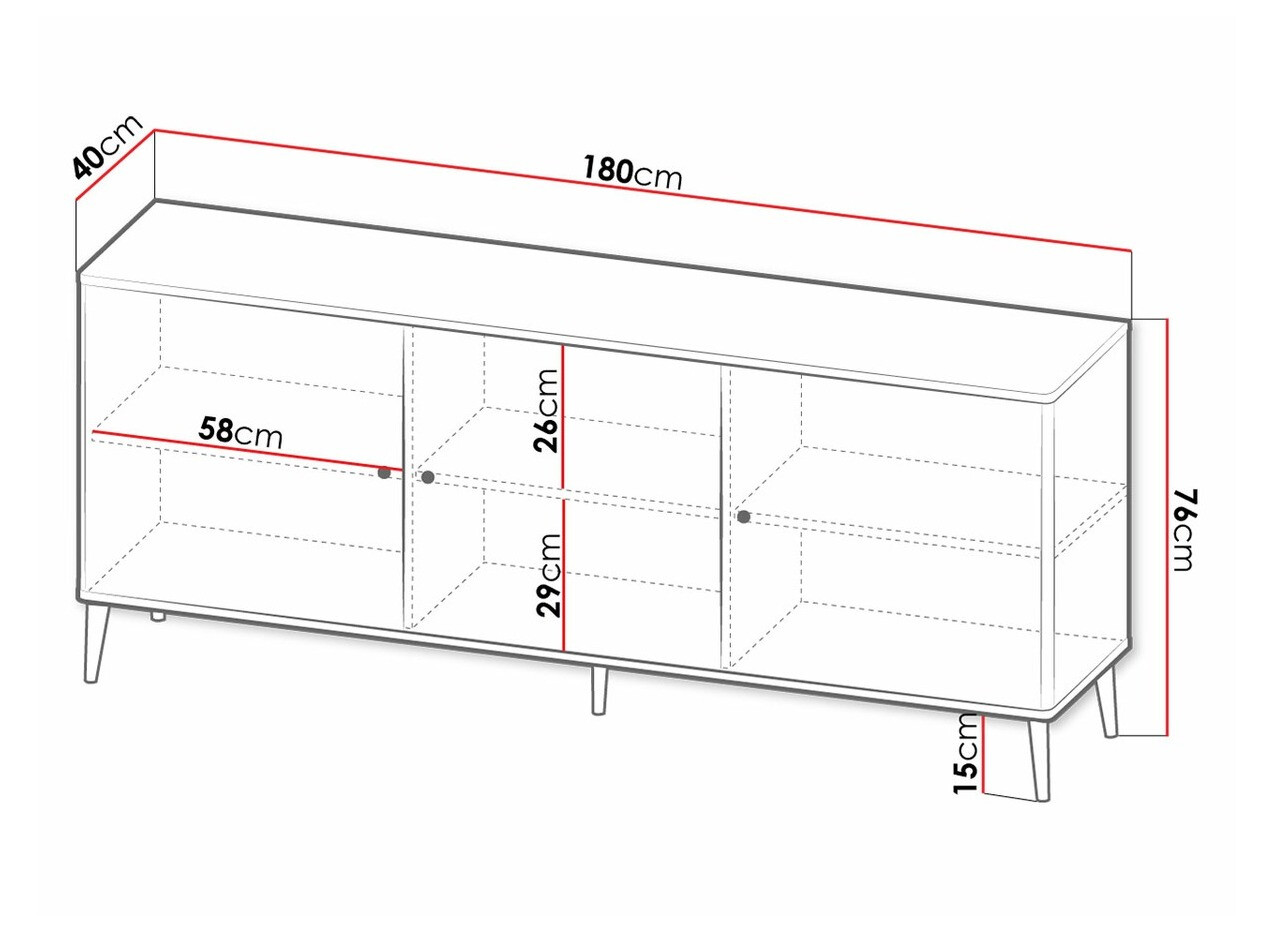 Sideboard Charlotte 154 (Weiß + Gold)