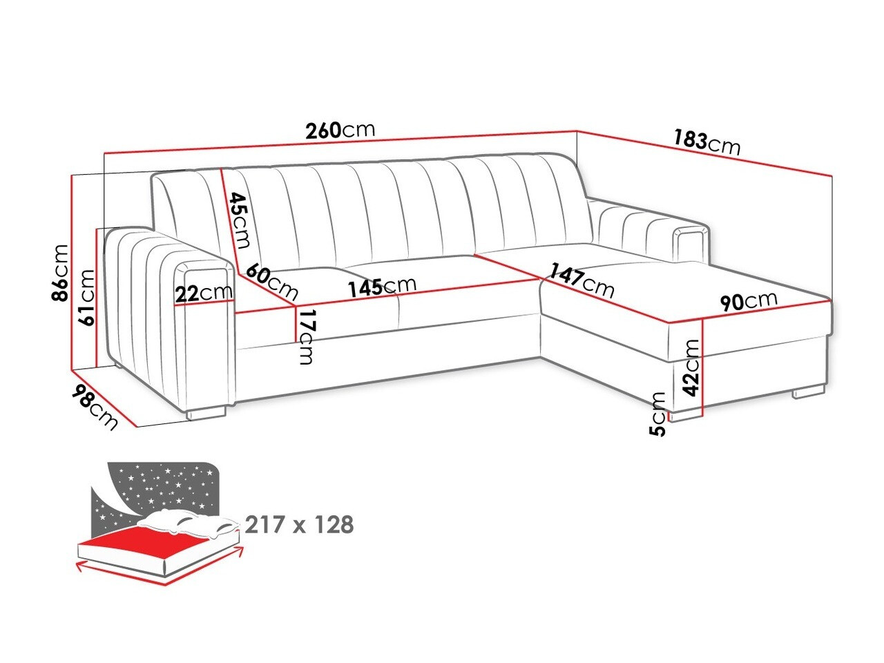 Ecksofa Columbus 166 (Manila 26)