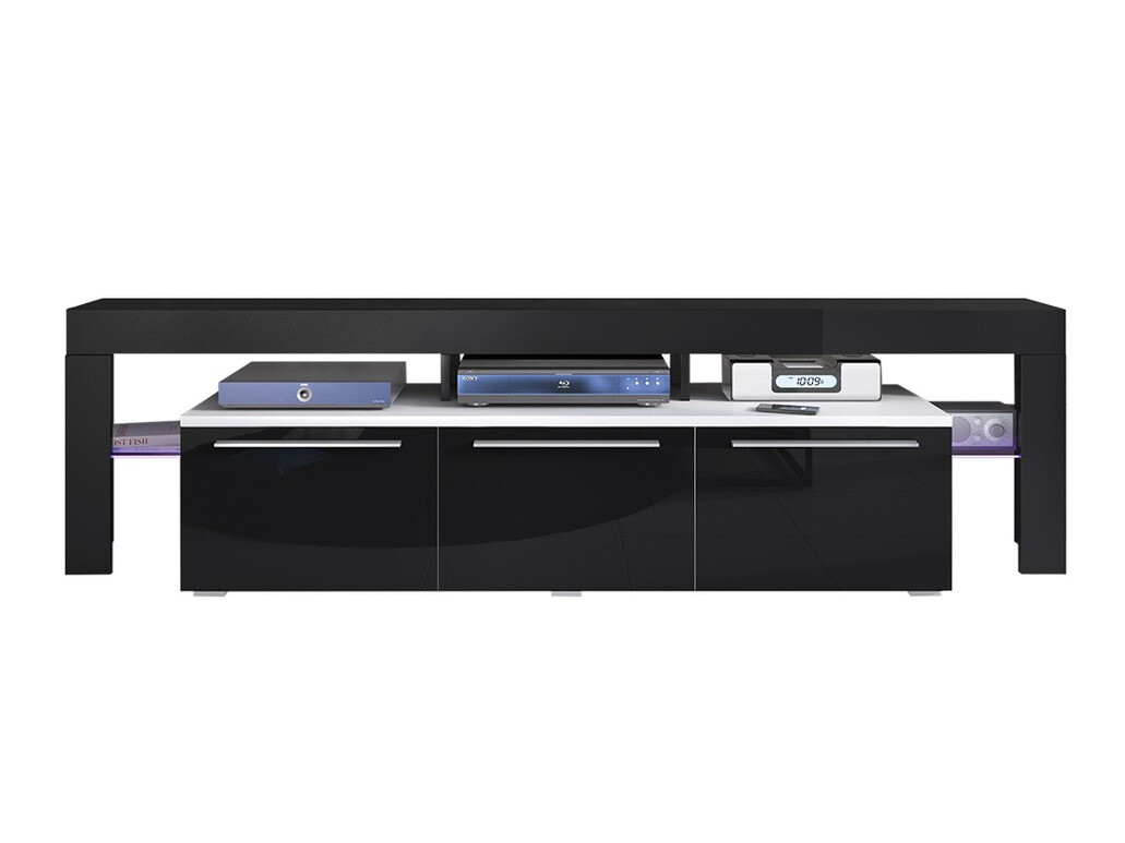 TV-Möbel Nashville 103 (Weiß + Schwarz glänzend)