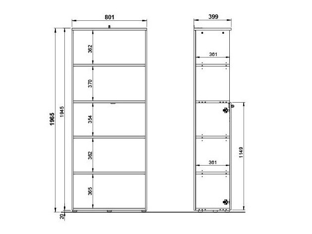 Regal Eliromo 105 (Graphit + Grandson Eichenholzoptik)