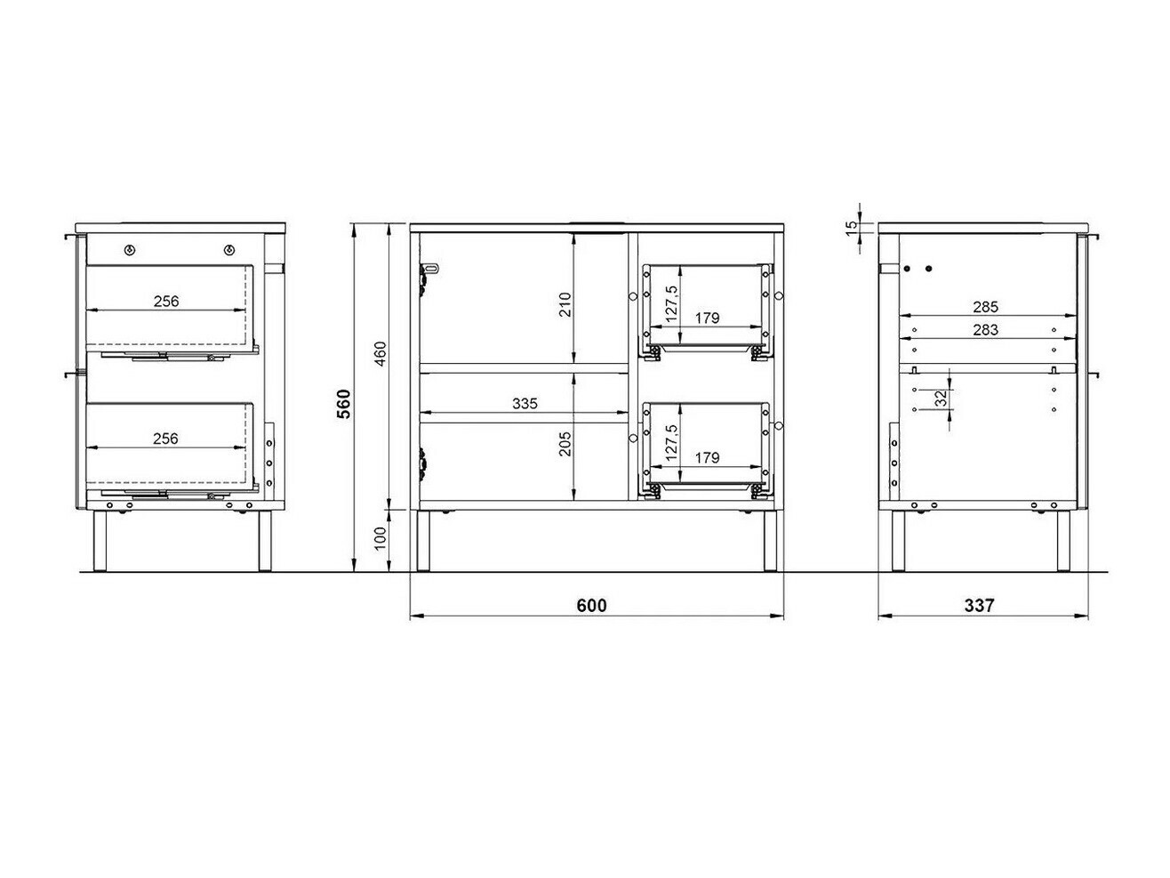Stehender Badezimmerschrank für ein Waschbecken Lomcamo 100 (Weiß + Weiß glänzend)