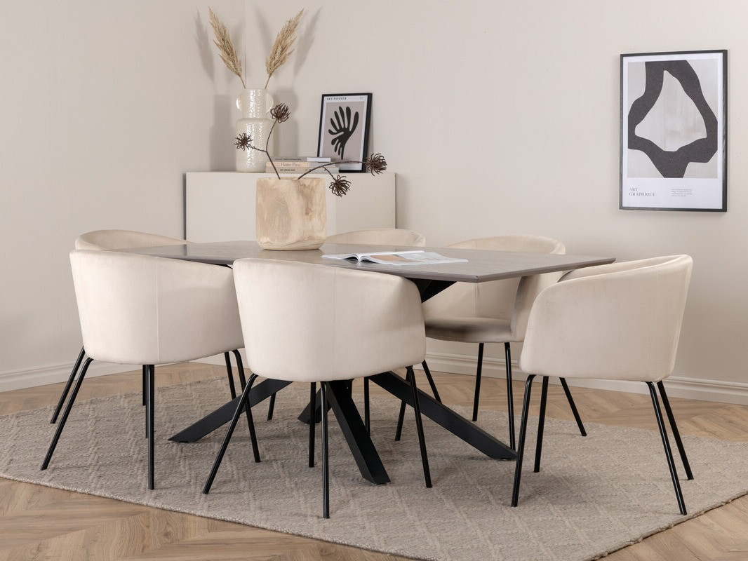 Essgruppe Dallas 3036 (Cremefarben + Schwarz)