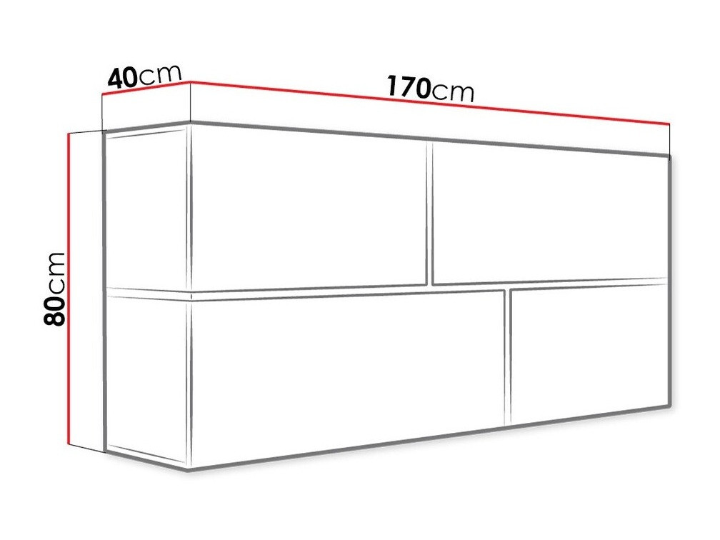 Hängeschrank Charlotte 100 (Weiß + Weiß glänzend + Schwarz)