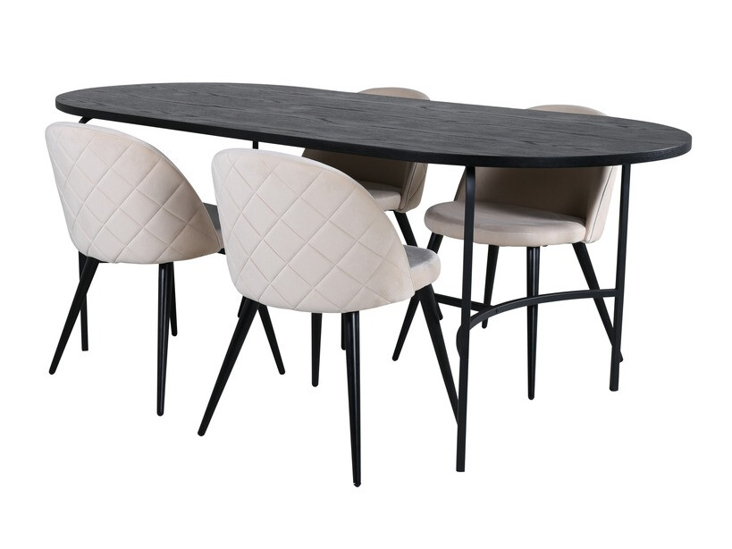 Essgruppe Dallas 2526 (Cremefarben + Schwarz)