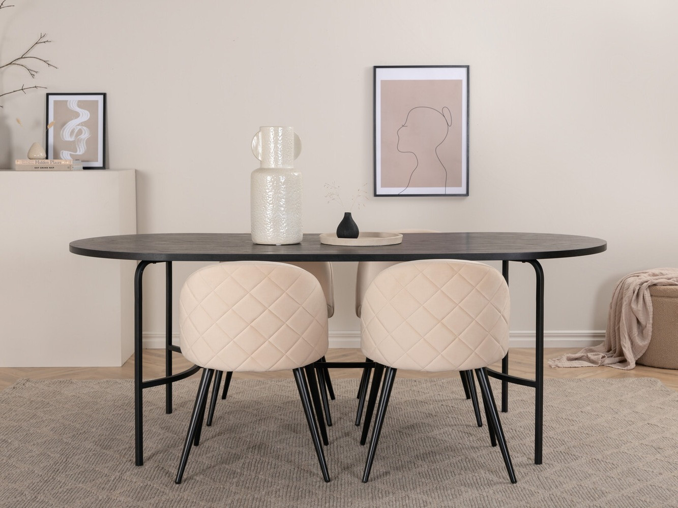 Essgruppe Dallas 2526 (Cremefarben + Schwarz)