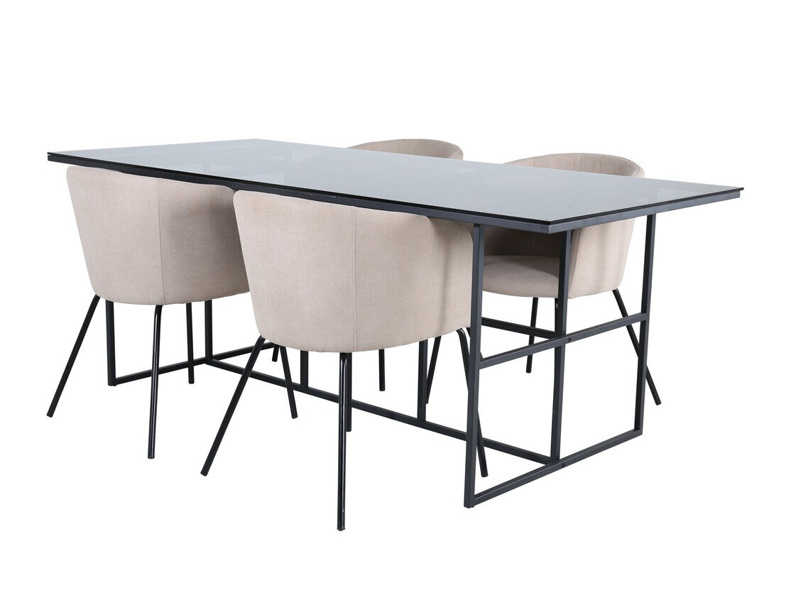 Essgruppe Dallas 3044 (Cremefarben + Schwarz)