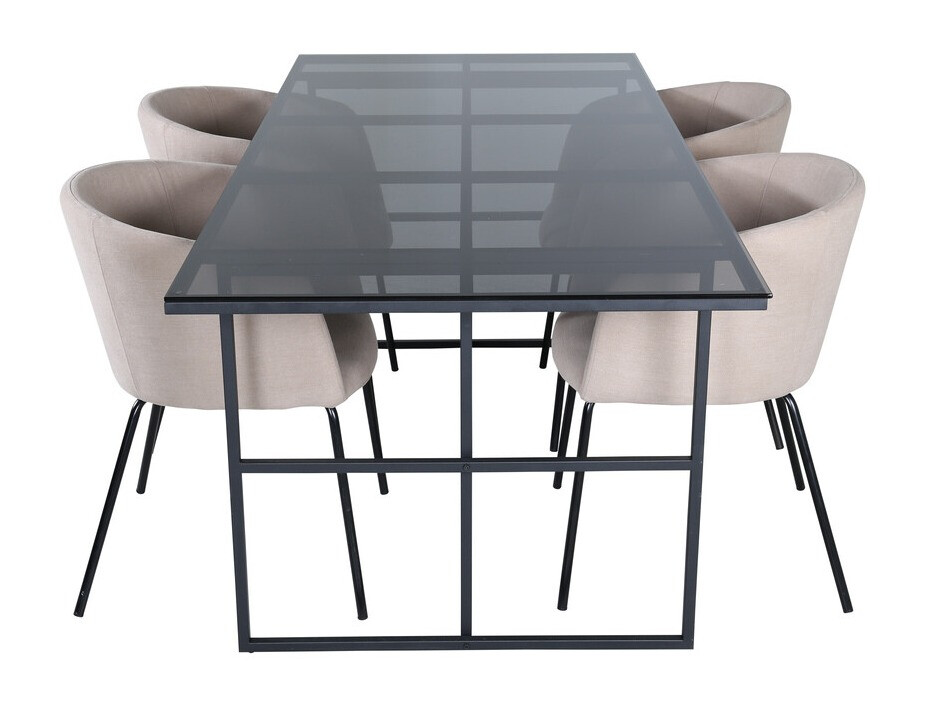 Essgruppe Dallas 3044 (Cremefarben + Schwarz)