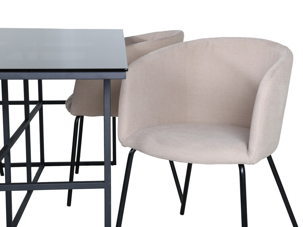 Essgruppe Dallas 3044 (Cremefarben + Schwarz)