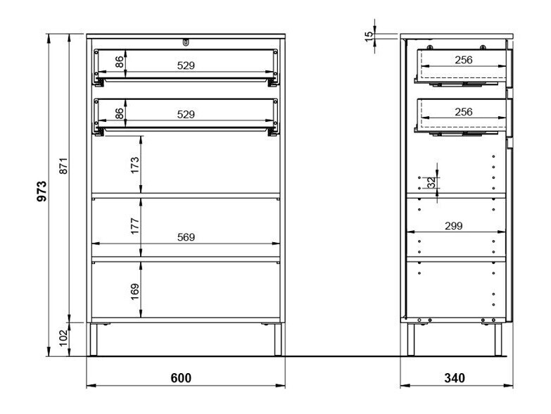 Stehender Badezimmerschrank Talmira 104 (Graphit + Grandson Eichenholzoptik)