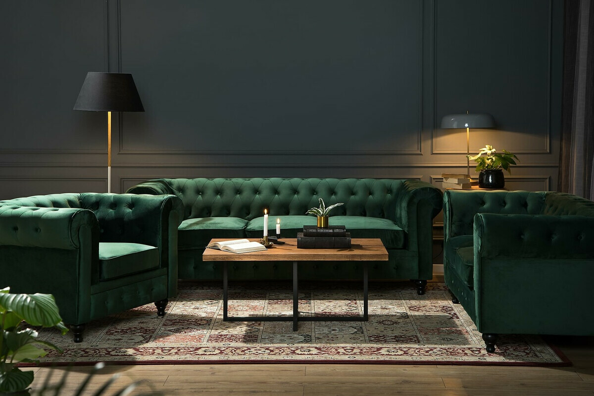 Chesterfield polstermöbel-set Manor House Ophfenu 110 (Grün)
