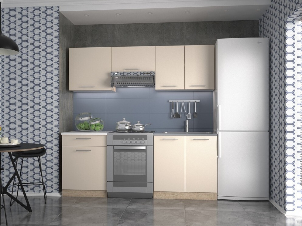 Küchenset Houston 857 (Cremefarben + Sonoma Eichenholzoptik)