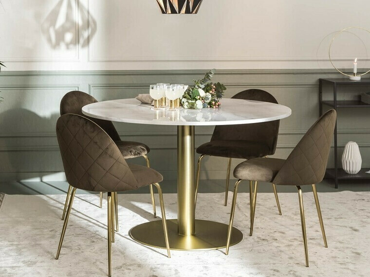 Tisch Concept 55 179 (Weißer Marmor + Messing)