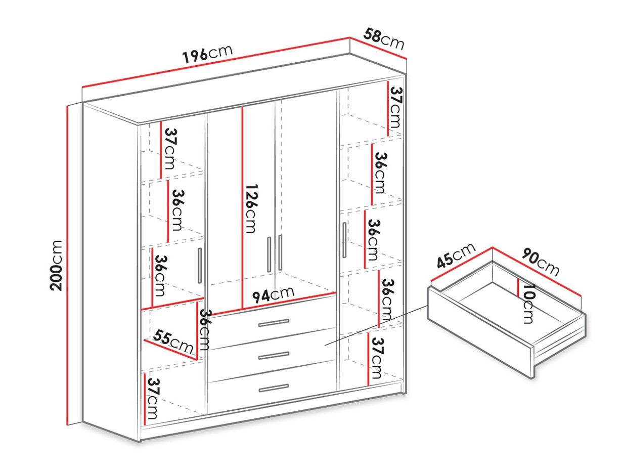 Kleiderschrank Dortivu 154 (Graphit)