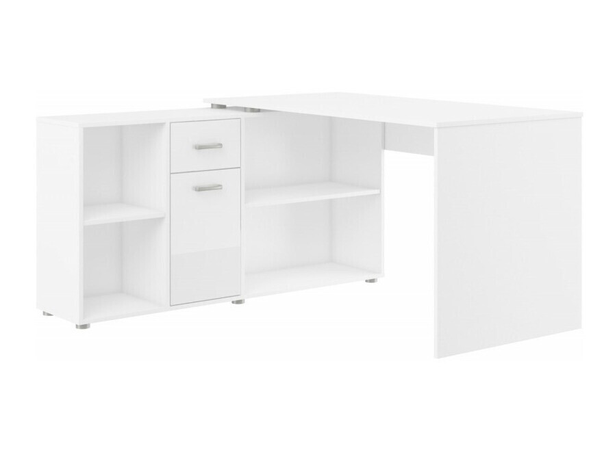 Eckschreibtisch Gilroy 113 (Weiß + Weiß glänzend)