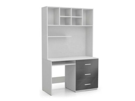 Bürotisch Salmere 109 (Weiß + Weiß glänzend + Glanzgrau)