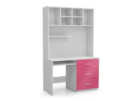 Bürotisch Salmere 109 (Weiß + Weiß glänzend + Rosa glänzend)