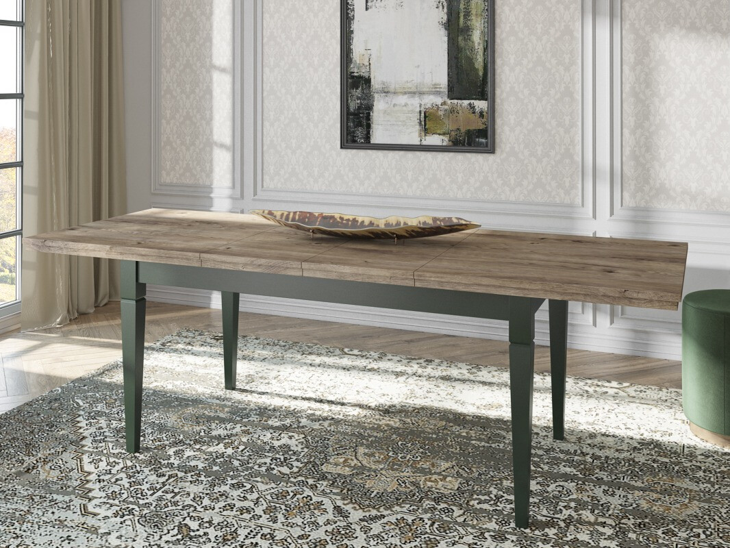 Tisch Tolnue 107 (Dunkelgrün + Lefkas-Eiche)