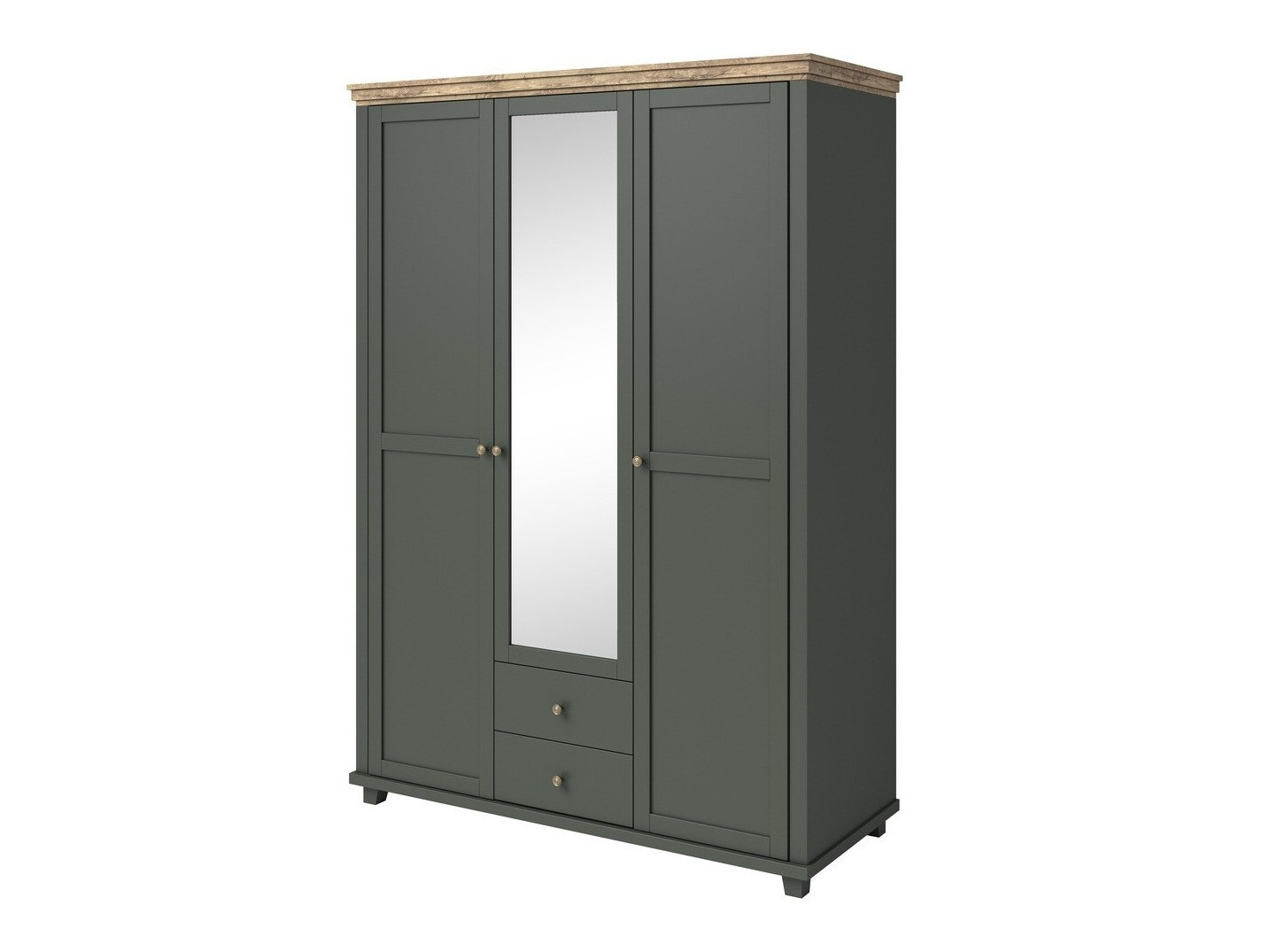 Kleiderschrank Tolnue 114 (Dunkelgrün + Lefkas-Eiche)