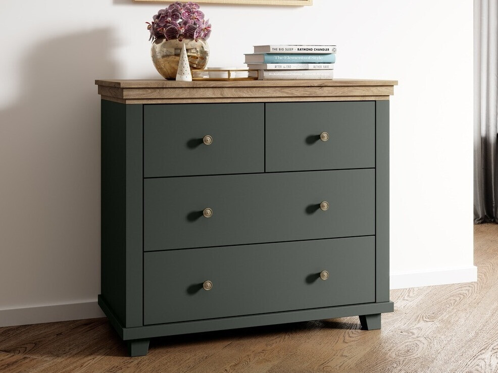 Kommoden Tolnue 118 (Dunkelgrün + Lefkas-Eiche)