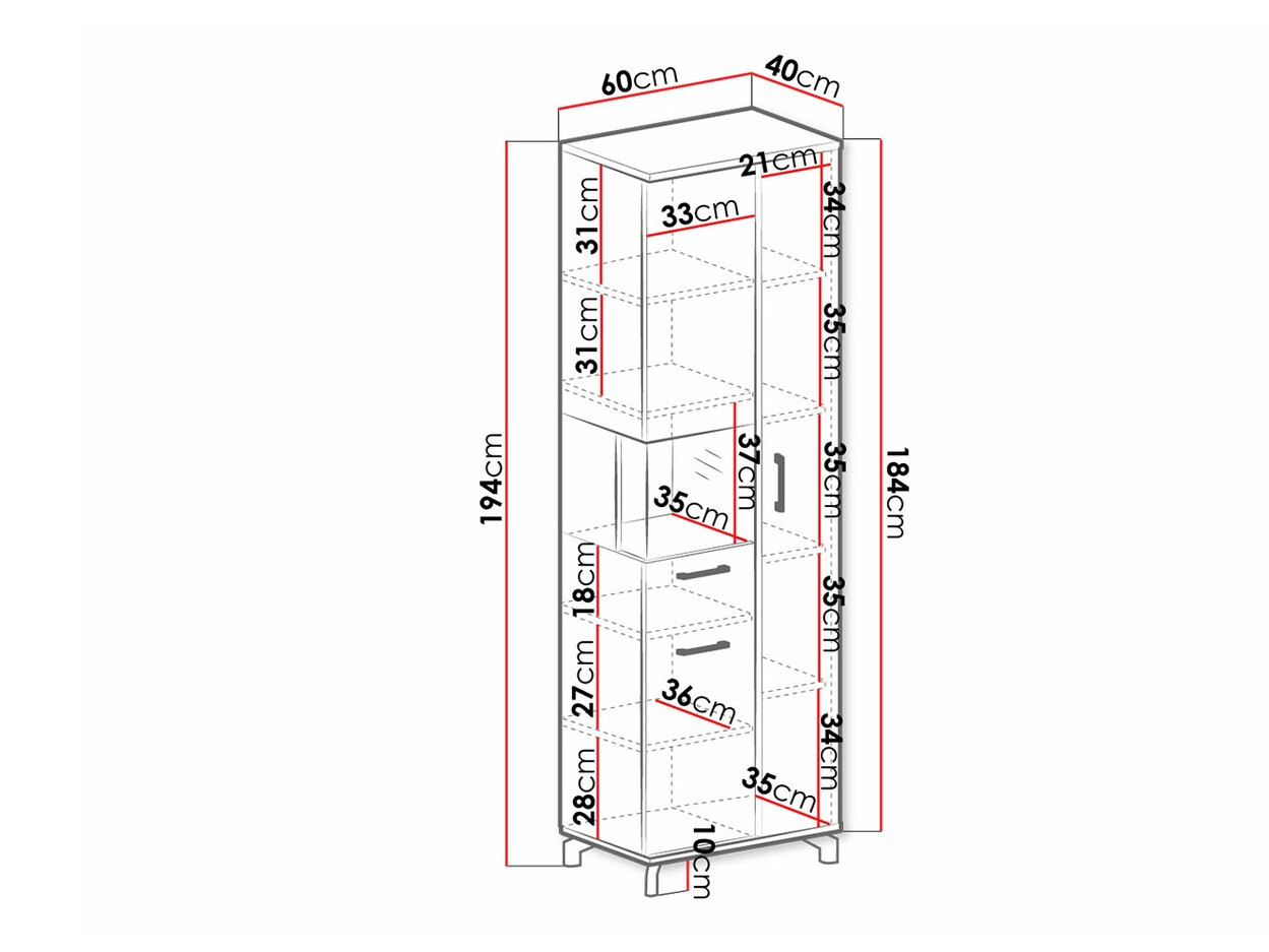 Regal Omaha S102 (Schwarz + Eichenholzoptik hell)