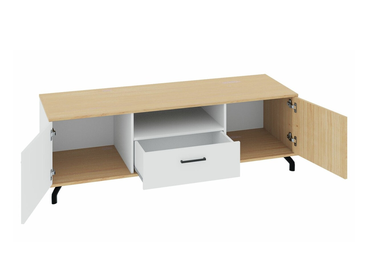 TV-Möbel Omaha S106 (Weiß + Eichenholzoptik hell)