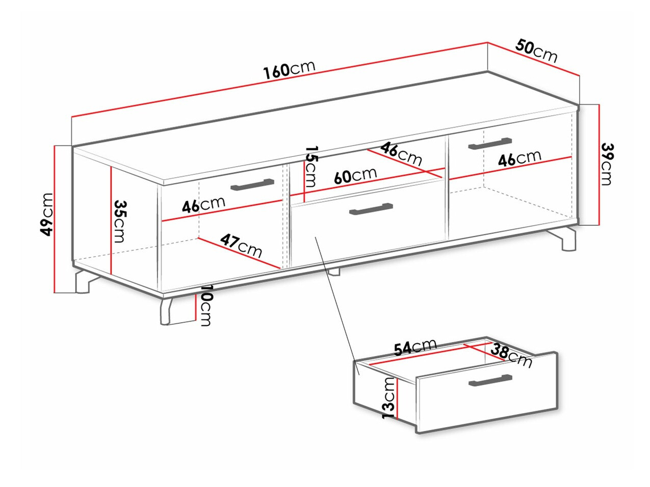 TV-Möbel Omaha S106 (Weiß + Eichenholzoptik hell)
