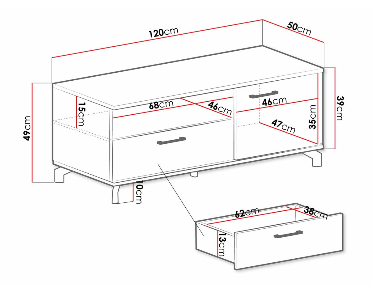 TV-Möbel Omaha S107 (Weiß + Eichenholzoptik hell)