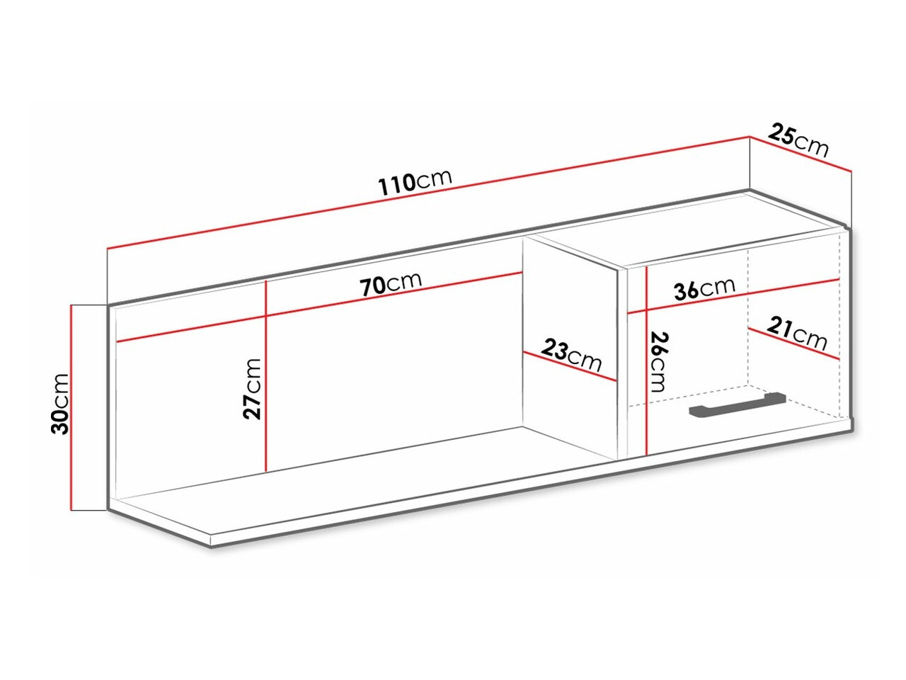 Wandregal Omaha S111 (Weiß + Eichenholzoptik hell)
