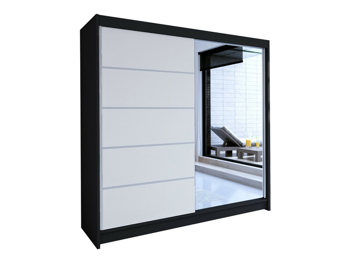 Kleiderschrank Closico Cavaris III (Schwarz + Weiß)