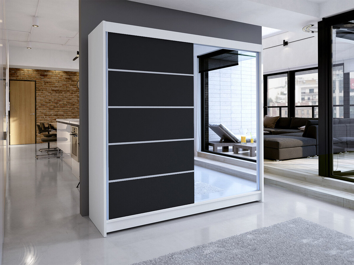 Kleiderschrank Closico Cavaris III (Weiß + Schwarz)