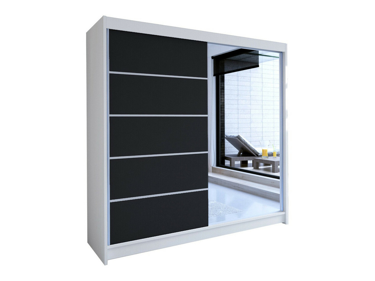 Kleiderschrank Closico Cavaris III (Weiß + Schwarz)