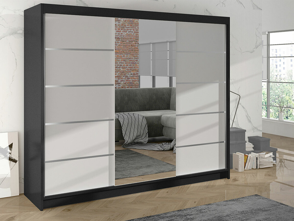 Kleiderschrank Closico Durion IV (Schwarz + Weiß)