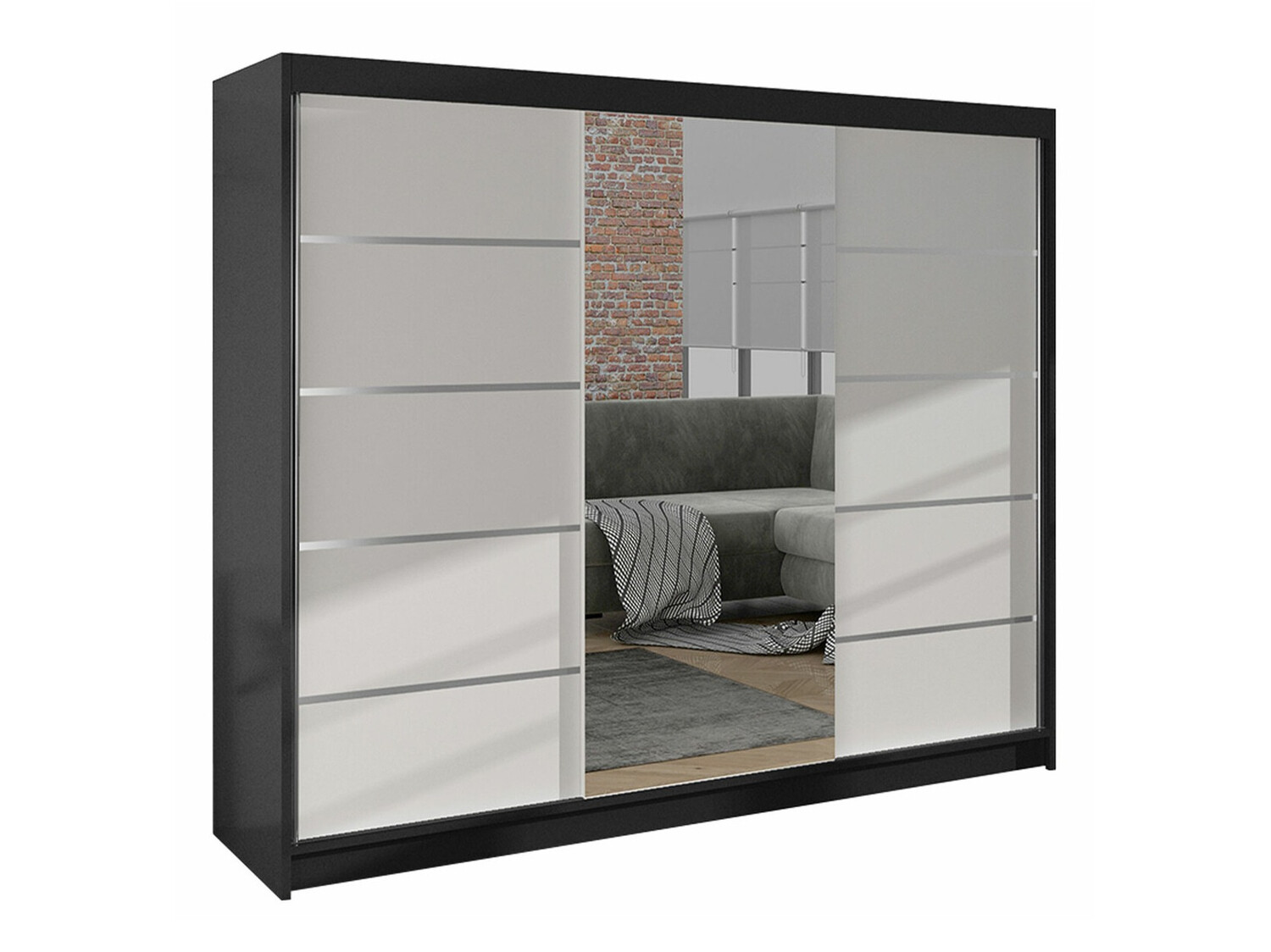 Kleiderschrank Closico Durion IV (Schwarz + Weiß)