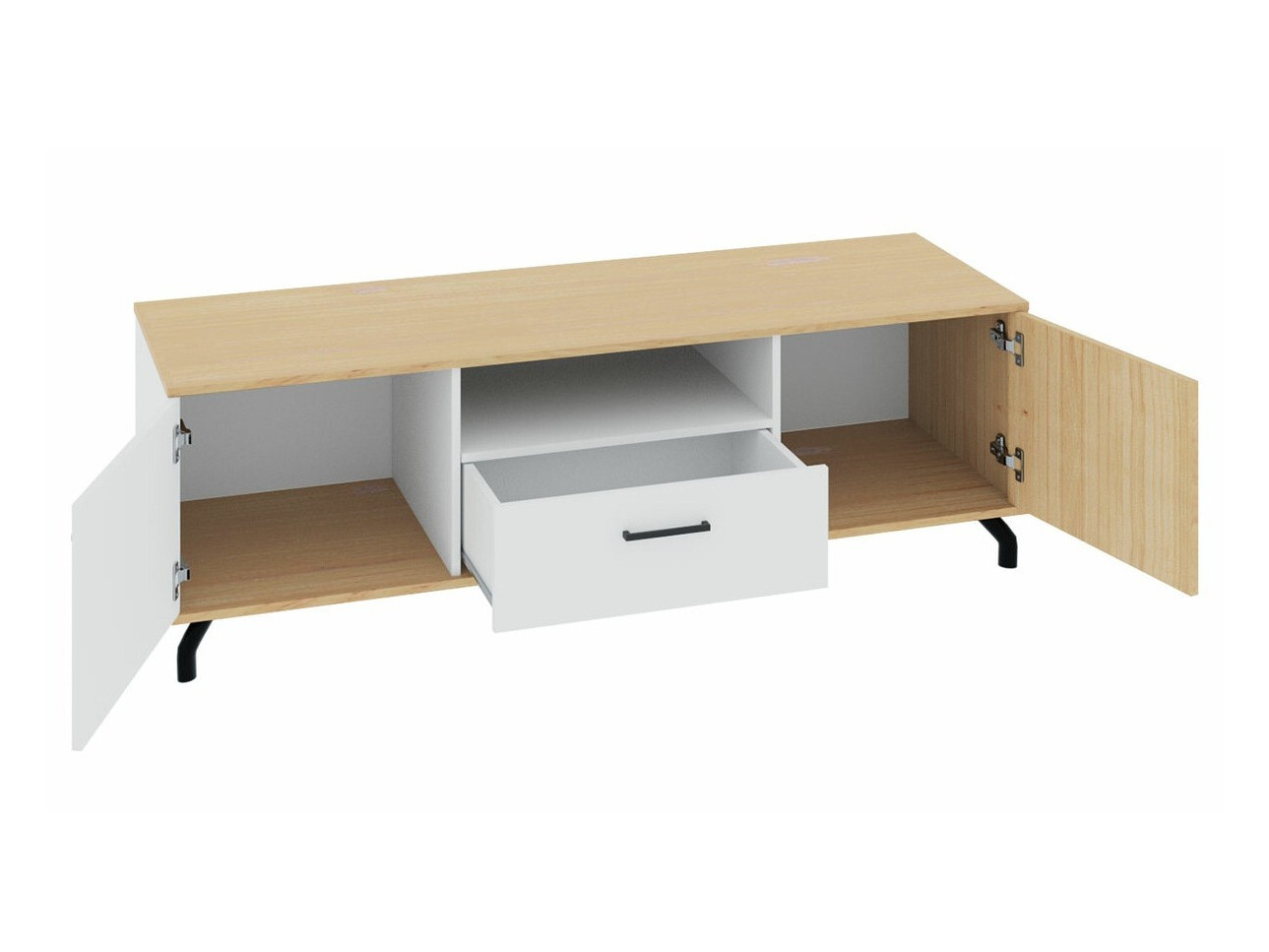 Wohnzimmer-Sets Omaha S115 (Weiß + Eichenholzoptik hell)