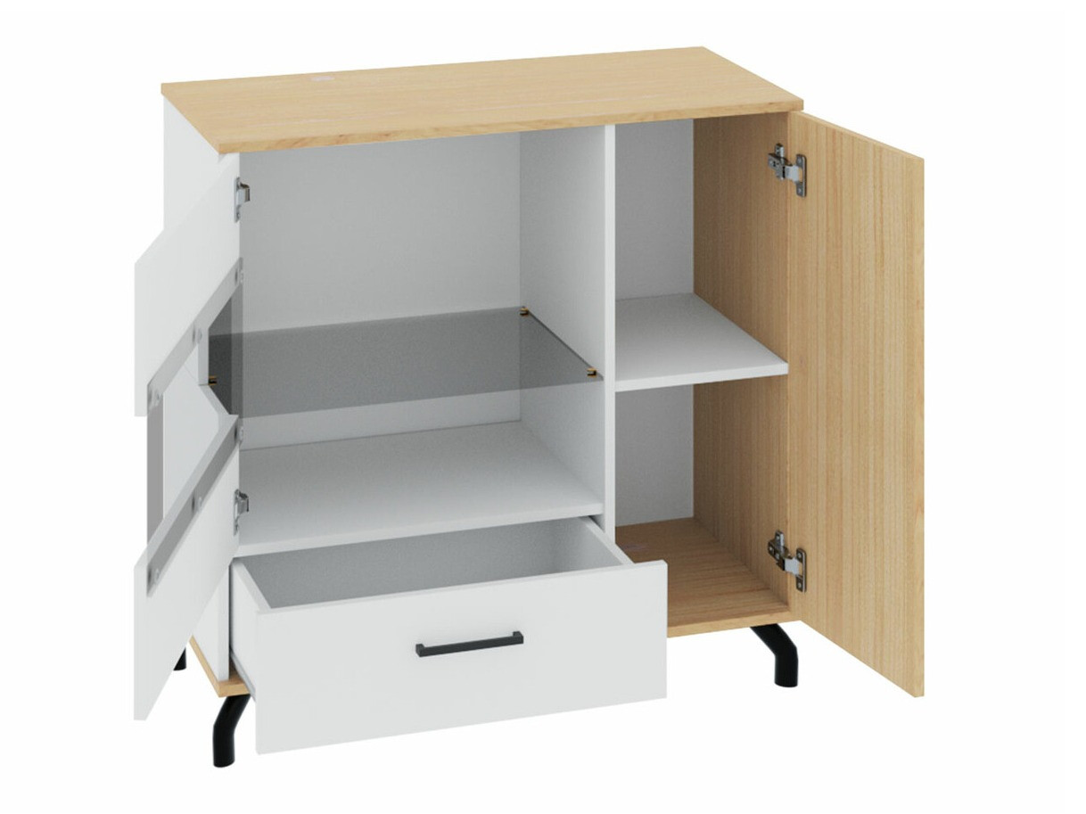 Wohnzimmer-Sets Omaha S115 (Weiß + Eichenholzoptik hell)