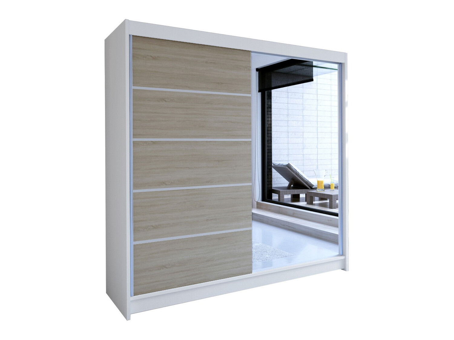 Kleiderschrank Closico Cavaris III (Weiß + Sonoma Eichenholzoptik)